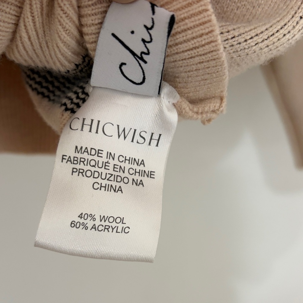 Chicwish Beige Grid Pattern Sweater - Picture 2 of 4